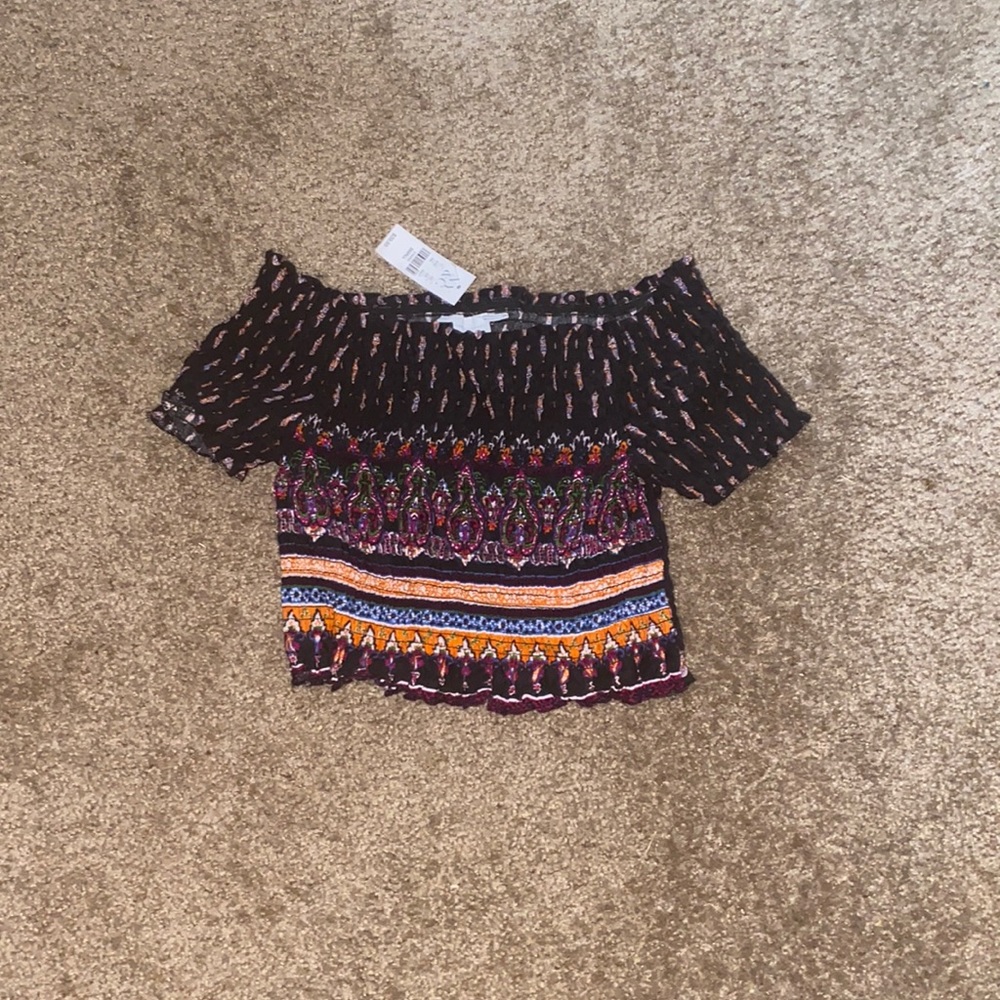 Bohemian patterned crop top New York & Company
